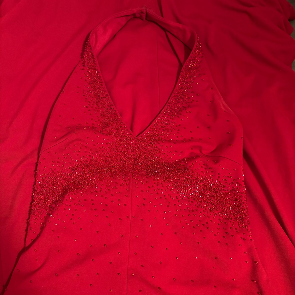 Elegant Red Halter Prom Dress